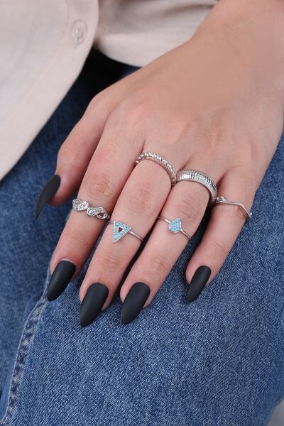 Ervalina مجموعة خواتم بتصميم مكون من 6 قطع 1411 لون ذهبي