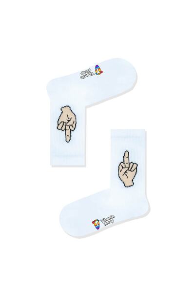 Limmon Store جوارب رياضية بيضاء ذات إصبع متوسط