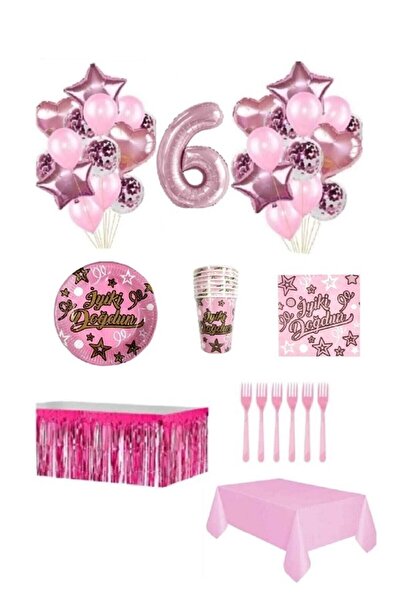 Dipak Σετ γενεθλίων ροζ χρώματος 6 ετών