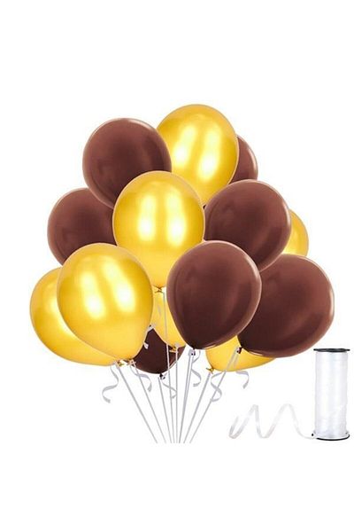 RÖNESANS PARTİ Brown - Gold Metallic Balloon 20 Pieces