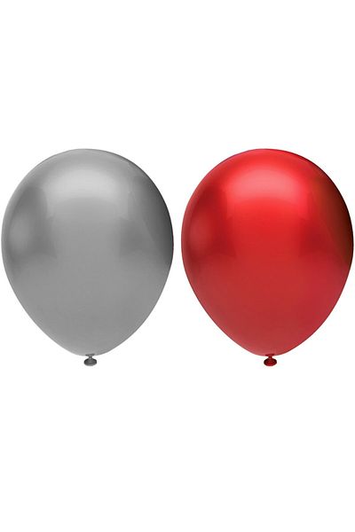 RÖNESANS PARTİ Star Metallic Balloon Set 10 Pieces (Red, Silver)