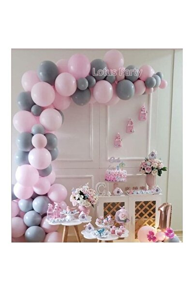 Generic Brand Star Pastel Pink Gray Balloon 50 Pieces + 5 MetersBalloon Chain