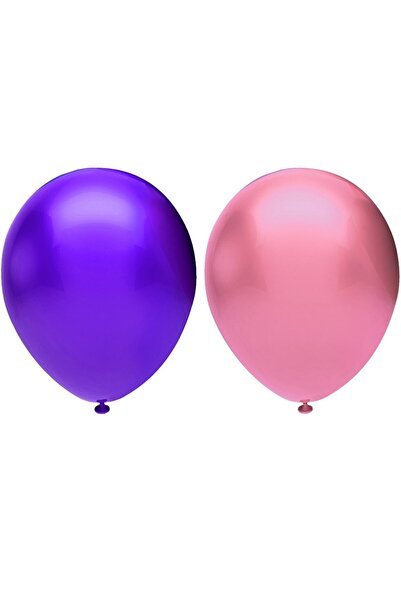 RÖNESANS PARTİ Metallic Balloon Set 30 Pieces (Pink, Purple)