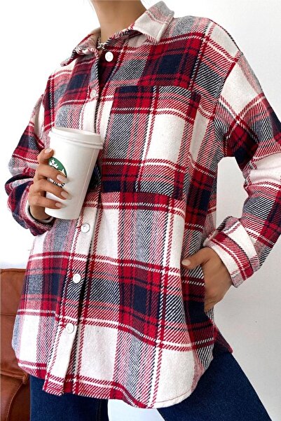 FEMELLE Women's Button Detailed Single Pocket Lumberjack Shirt