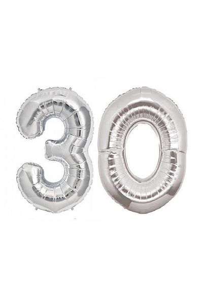 RÖNESANS PARTİ 30 Years Old Number Foil Balloon Silver 40 Inch 100 Cm