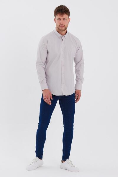 Rodi Чоловіча сорочка з довгими рукавами та еластичною стрічкою - на ґудзиках з принтом, Rd23ke230810