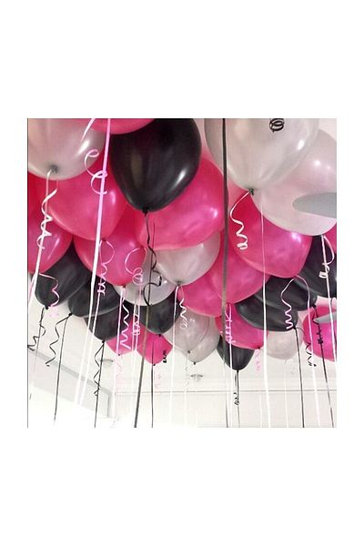 RÖNESANS PARTİ Fuchsia - Silver - Black Mixed Metallic Balloon 50 Pieces + 5 Mt Balloon Chain