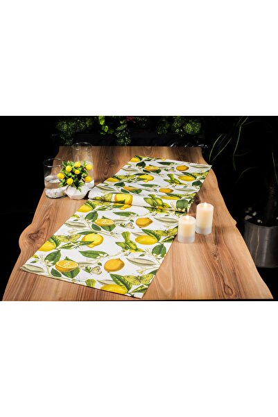 Biz Class Lemon Patterned Duck Fabric Runner, Lemon Runner/ Runner-Tablecloth