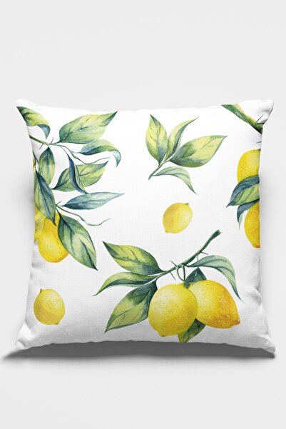 RugViva Διακοσμητικό υφασμάτινο κάλυμμα μαξιλαριού διπλής όψης με λεμόνι 43x43cm Krl081