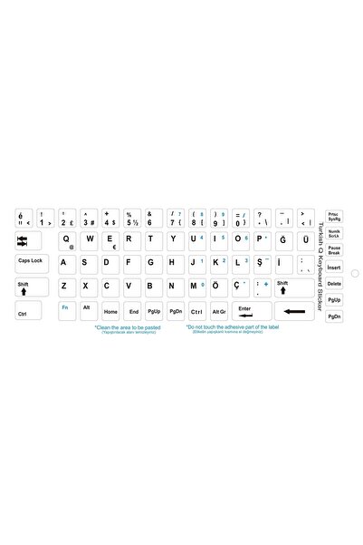 Brs Türkçe Q Klavye Etiketi Laptop Pc Sticker Beyaz