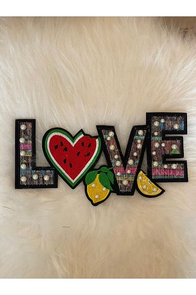 Gönülden Tasarım 22x10 cm Broderie cu margele care lipsește cu căldură Inimă Love Applique Patch Rama