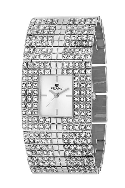 Vegans Evening Dress Stoned Steel Strap Women's Wristwatch Fbn3291x Silver