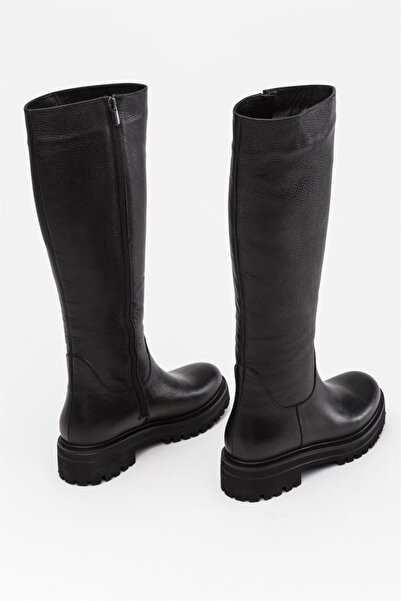 DeriNial Γυναικείες μαύρες μπότες από γνήσιο δέρμα
