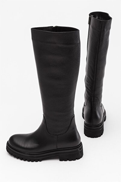 DeriNial Γυναικείες μαύρες μπότες από γνήσιο δέρμα