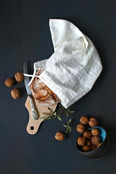 miyolin Yıkanmış Keten Ekmek Kesesi, Ham Keten Ekmek Torbası, Sebze Kesesi, M...