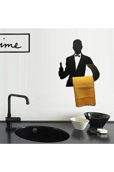 Simge Yapı Dekorasyon Waiter Figured Kitchen Hand Towel and Washcloth Hanger - Metal