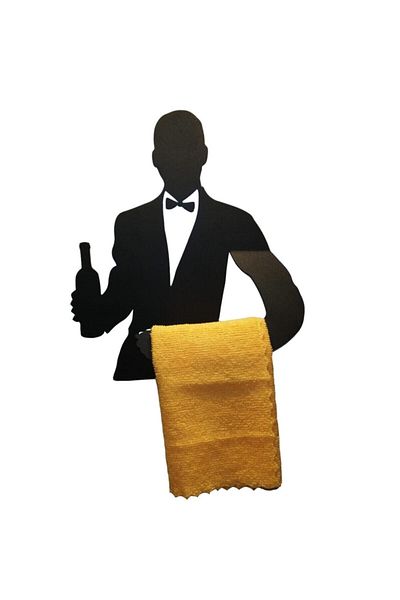 Simge Yapı Dekorasyon Waiter Figured Kitchen Hand Towel and Washcloth Hanger - Metal