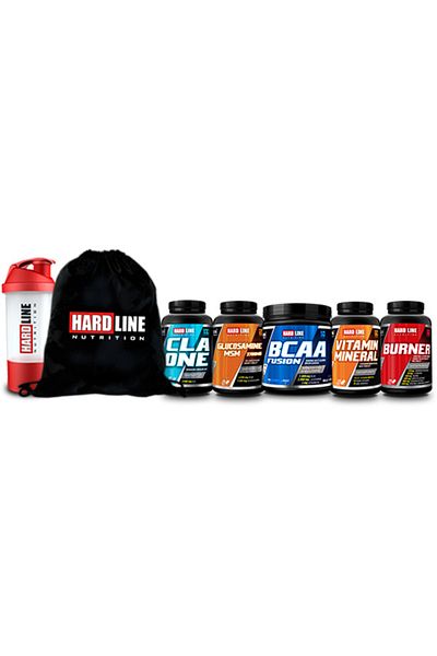Hardline Bcaa Fusion Strawberry + Cla One + Burner + Vitamin Mineral + Glucosamine Msm Combination