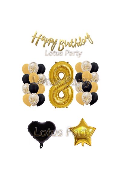 LOTUS PARTY مجموعة بالونات أرقام لعيد الميلاد بعمر 8 سنوات، 24 قطعة بالون ترت...