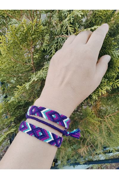 Şengül 3-Piece Handmade Rope Knitted Bracelet and Anklet