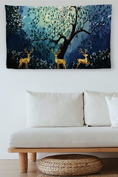 Sennight سجادة حائط قماشية عالية الجودة - ضوء القمر ومناظر الغابات