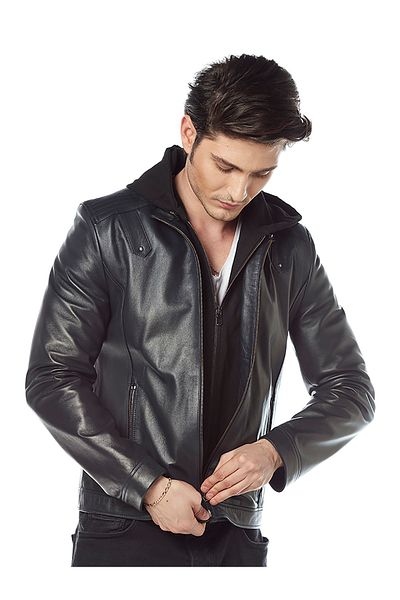 Hodore Sione Hooded Leather Coat