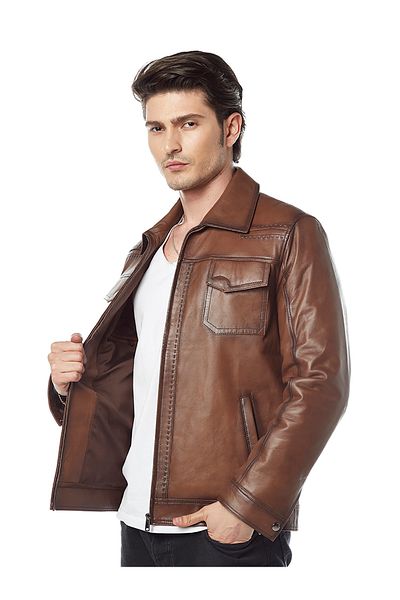Hodore Monreo Tan Leather Jacket