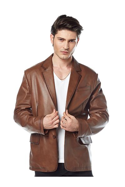 Hodore Nancie Tan Leather Jacket