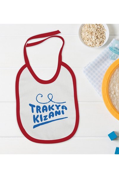 Bk Gift Kids Thracian Girl Designed Red Baby Food Bib-1