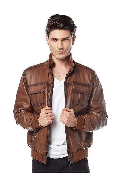 Hodore Timmy Tan Painted Leather Coat