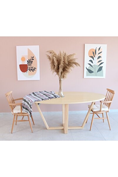 woodywood Oval Yemek Masası Ahşap Toplantı Masası Model Mutfak Ofis Masası Ça...