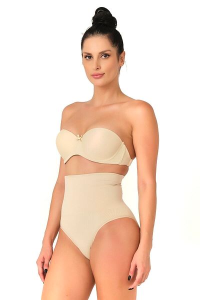 Cecimer 1 Size Reduced Seamless High Waist Seamless Double Slip Corset Panties 2039 Skin