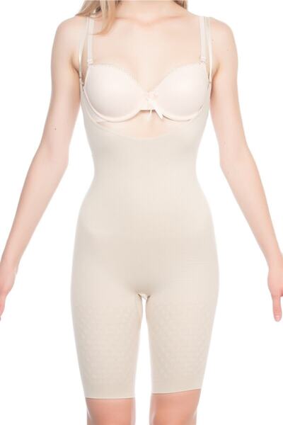 Cecimer 1 Size Reducing Women's Beige Chest and Open Back Jumpsuit Corset