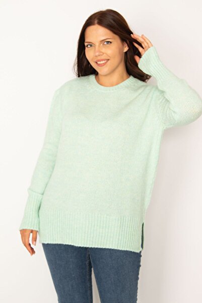 Şans Plus Size Sweater - Green - Relaxed