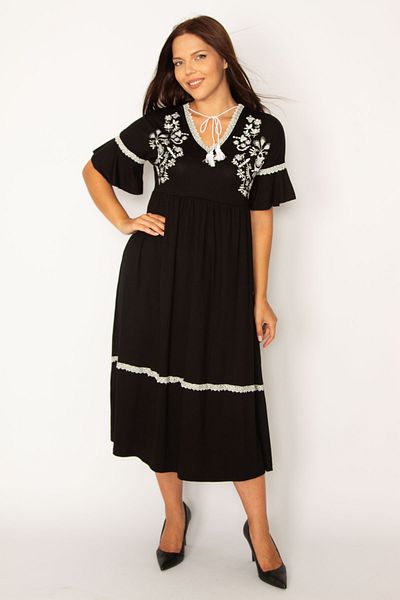 Şans Plus Size Dress - Black - Shift