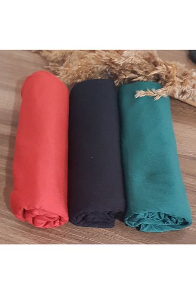 HAR-UM Ticaret Hijab Women's Combed Cotton Shawl Model - Set of 3 Emerald > Tile > Black