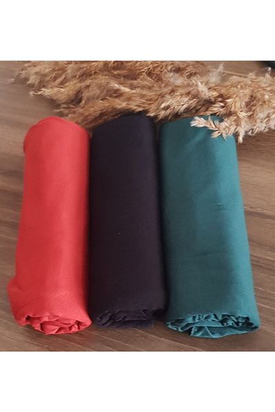 HAR-UM Ticaret Hijab Women's Combed Cotton Shawl Model - Set of 3 Emerald > Tile > Black