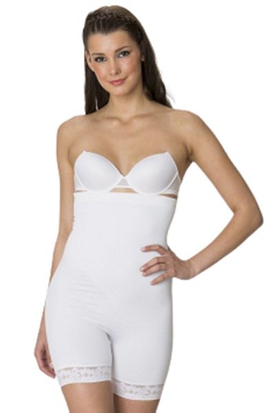 Cecimer Corset boxer 2027, alb, fără sudură, cu dantelă pentru picioare, mărime descrescătoare 1