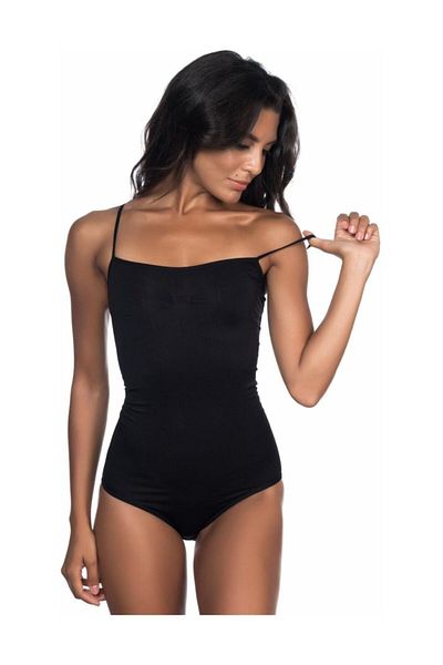 Cecimer Women's Black Rope Strap Snap-Ripped Corset Bodysuit 1923, Size Reduced by 1 Size