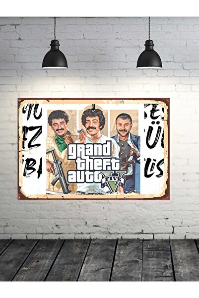 TAKIFİX Grand Theft Auto Arabesk 20x30 Cm Retro Ahşap Tablo