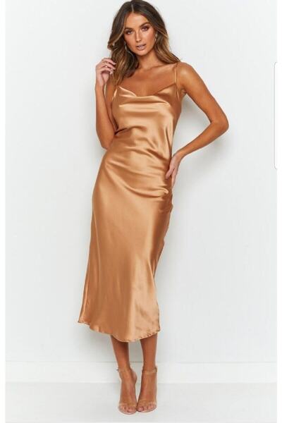 laferlin Satin Dress Lined Degaje Collar
