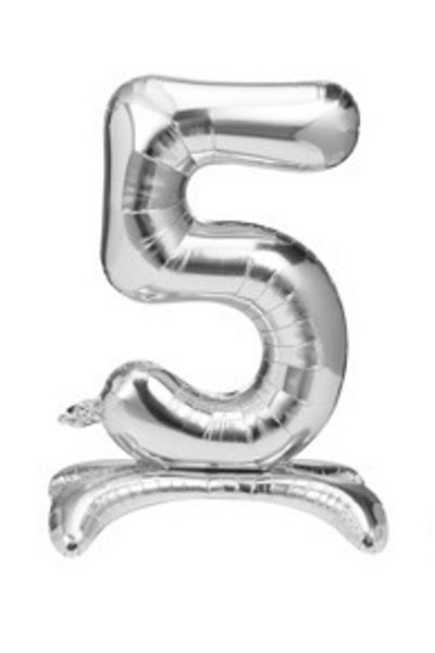 RÖNESANS PARTİ 5 Years Old Silver Colored Footed Foil Balloon Figure 32 Inch 80 Cm