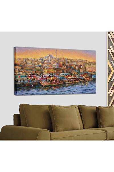 Sennight Eminönü Balıkçı Tekneleri Yağlıboya Dekoratif Kanvas Tablo 1209