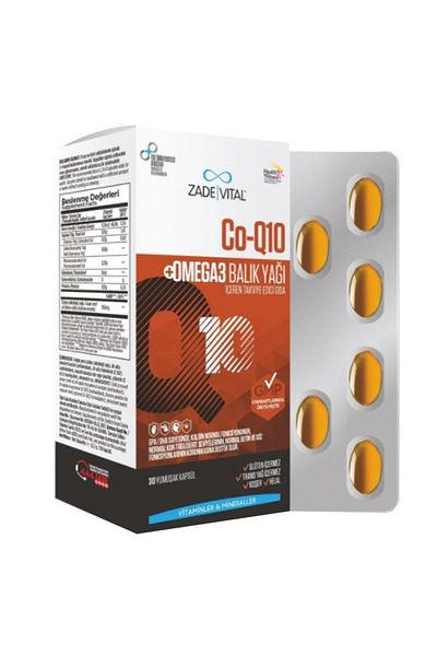 Zade Vital 30 Capsules Food Containing Omega3 and Co-q10 - Fish Oil Supplement