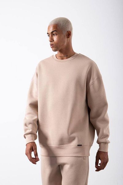 XHAN Μπεζ φούτερ από οργανικό βαμβάκι Sardon Oversize 3kxe8-46416-25