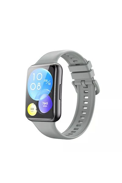 Nezih Case سوار سيليكون جل رياضي متوافق مع ساعة Huawei Watch Fit 2 باللون الرمادي