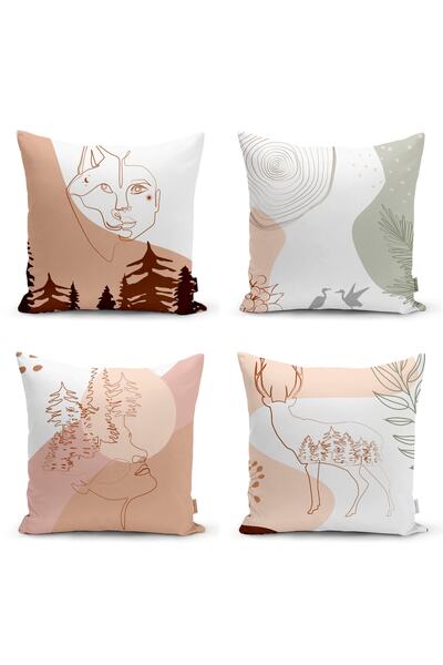 QueenHome Set combinat de 4 huse de pernă cu design special decorativ