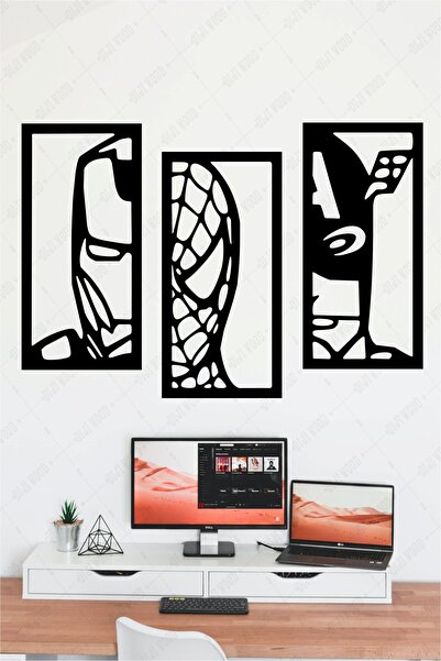 Diji Wood Ahşap Marvel Temalı Duvar Dekoru Tablo 3 Parça