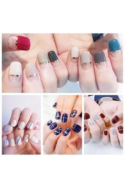 TNL Nail Art Şerit Bant, Tırnak Süsleme, Kolay Uygulanabilir 10'lu Nail Art B...