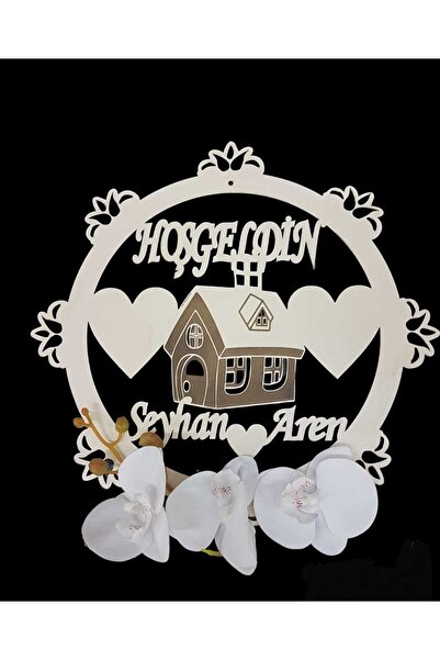 Evsay Evimize Hoşgeldiniz Yazılı Kapı Isimliği Ahşap Kapı Süsü Duvar Süsü